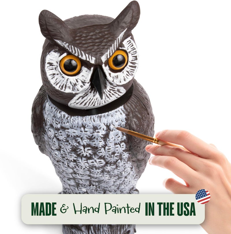 Dalen GARDENEER Dalen Rotating Head Fake Owl Decoy to Scare Birds Away from Gardens, Rooftops, and Patios - Scarecrow Provides Chemical-Free Pest Control - Safe and Humane - 18" 360Âº Rotating Head - Image 2
